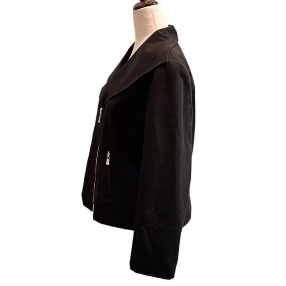 Doncaster Womens 10 Black Zippered Jacket Pockets Lined Long Sleeve Wide Lapels - Picture 2 of 8
